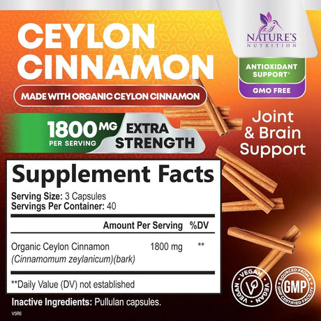 NATURE'S NUTRITION - Nature's Nutrition Pure Cinnamon 1800Mg. 120 Capsulas - The Red Vitamin MX - Suplementos Alimenticios - {{ shop.shopifyCountryName }}