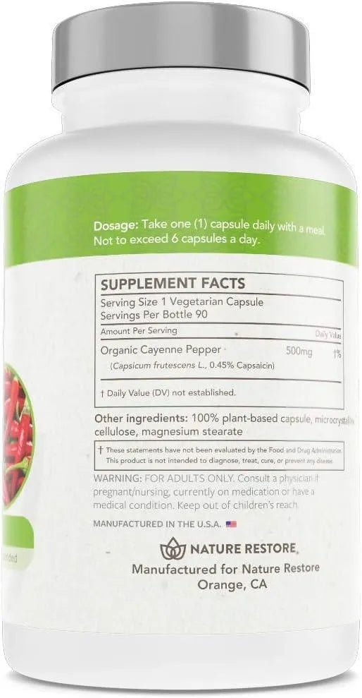 NATURE RESTORE - Nature Restore Cayenne Pepper Extract 90 Capsulas - The Red Vitamin MX - Suplementos Alimenticios - {{ shop.shopifyCountryName }}