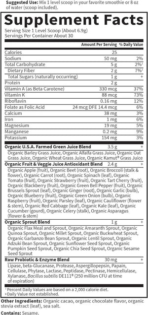 GARDEN OF LIFE - Garden of Life Raw Organic Perfect Food Green Superfood Juiced Greens Powder 30 Servicios Chocolate 285Gr. - The Red Vitamin MX - Suplementos Alimenticios - {{ shop.shopifyCountryName }}