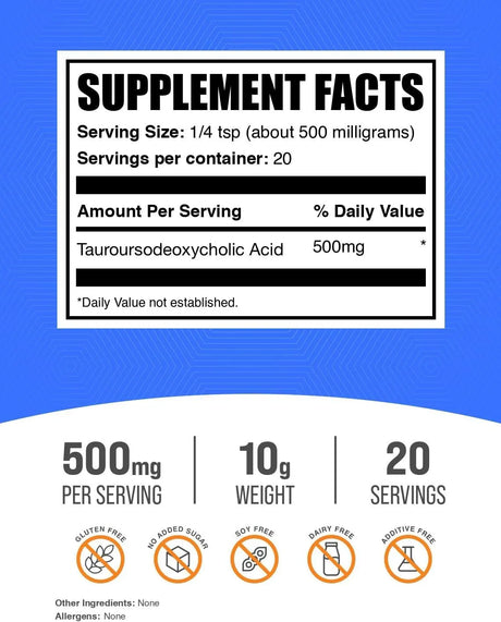 BULK SUPPLEMENTS - Bulk Supplements TUDCA Powder 500Mg. 10Gr. - The Red Vitamin MX - Suplementos Alimenticios - {{ shop.shopifyCountryName }}