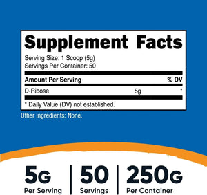 NUTRICOST - Nutricost D-Ribose Powder 250Gr. - The Red Vitamin MX - Suplementos Alimenticios - {{ shop.shopifyCountryName }}
