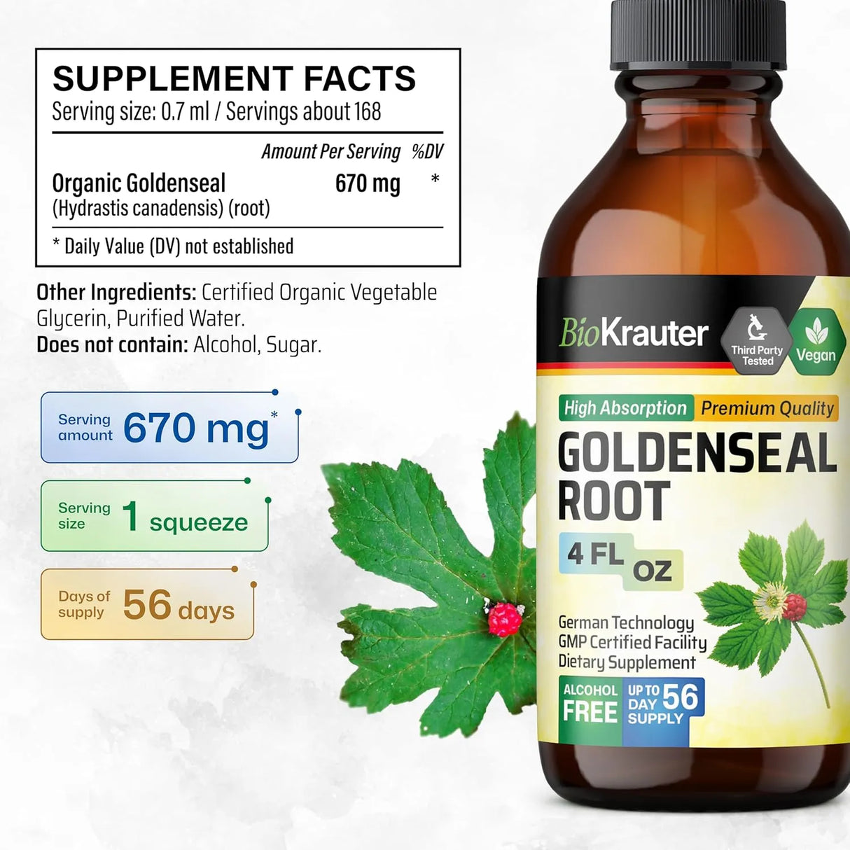 BIOKRAUTER - BIO KRAUTER Goldenseal Root Extract Liquid 4 Fl.Oz. - The Red Vitamin MX - Suplementos Alimenticios - {{ shop.shopifyCountryName }}