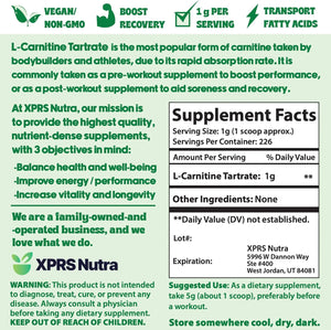 XPRS NUTRA - XPRS Nutra L Carnitine L Tartrate Powder 8 Oz. - The Red Vitamin MX - Suplementos Alimenticios - {{ shop.shopifyCountryName }}