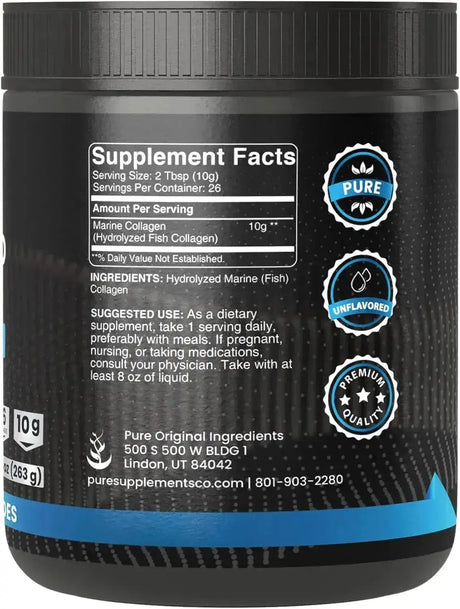 PURE ORIGINAL INGREDIENTS - PURE ORIGINAL INGREDIENTS Hydrolyzed Marine Collagen 263Gr. - The Red Vitamin MX - Suplementos Alimenticios - {{ shop.shopifyCountryName }}