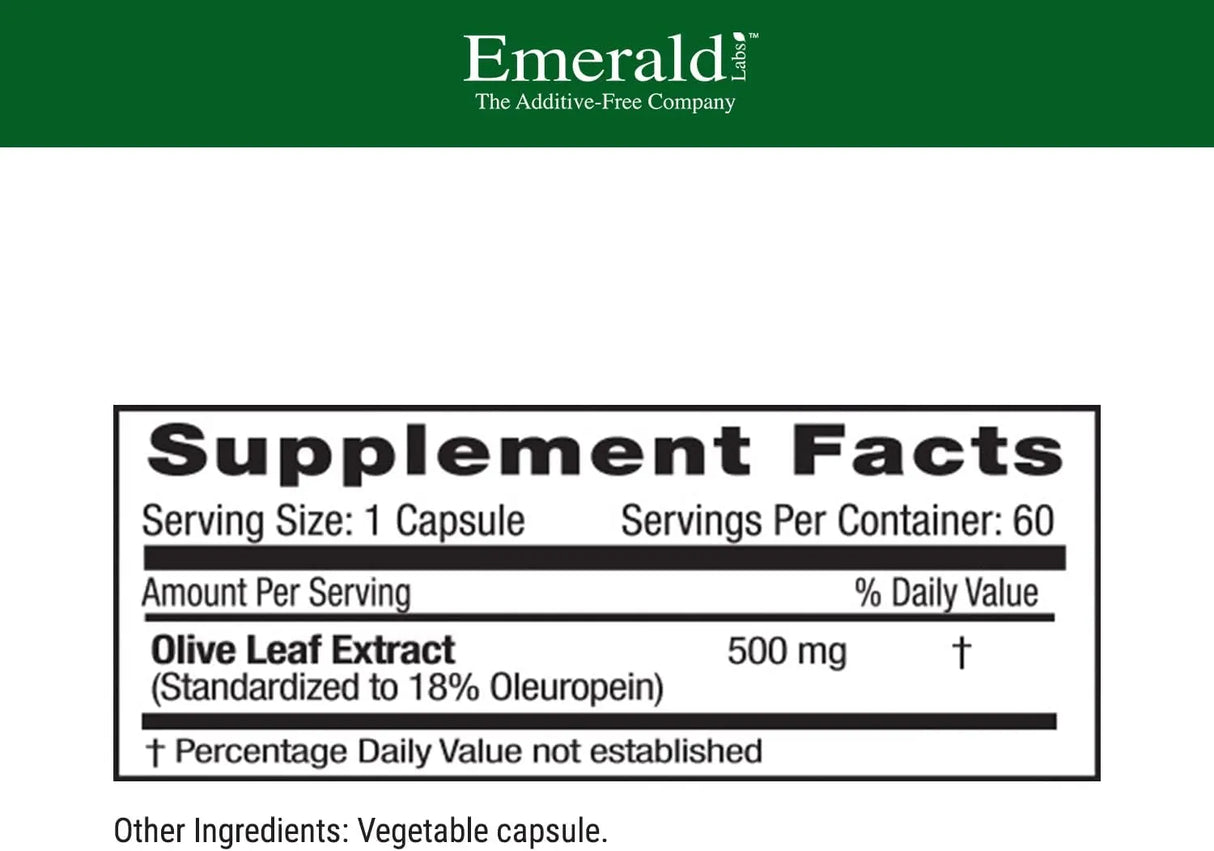 EMERALD LABS - EMERALD LABS Mediterranean Olive Leaf 500Mg. 60 Capsulas - The Red Vitamin MX - Suplementos Alimenticios - {{ shop.shopifyCountryName }}