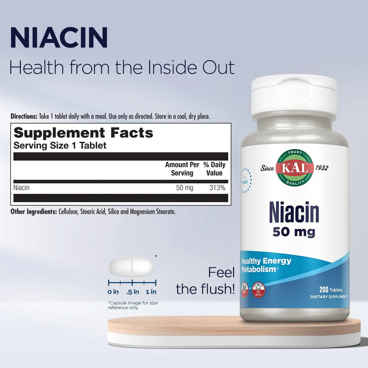 KAL - Kal Niacin 50Mg. 200 Tabletas - The Red Vitamin MX - Suplementos Alimenticios - {{ shop.shopifyCountryName }}