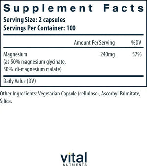 VITAL NUTRIENTS - Vital Nutrients Magnesium Glycinate + Malate 200 Capsulas - The Red Vitamin MX - Suplementos Alimenticios - {{ shop.shopifyCountryName }}