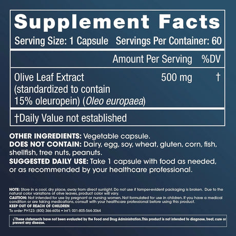 PRO HEALTH LONGEVITY - ProHealth Olive Leaf Extract 500Mg. 60 Capsulas - The Red Vitamin MX - Suplementos Alimenticios - {{ shop.shopifyCountryName }}