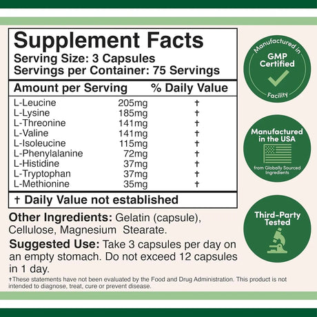 DOUBLE WOOD SUPPLEMENTS - Double Wood Supplements Essential Amino Acids 225 Capsulas - The Red Vitamin MX - Suplementos Alimenticios - {{ shop.shopifyCountryName }}