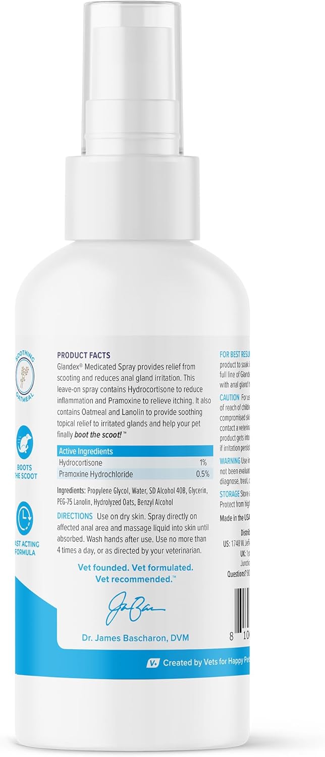 Vetnique Glandex Medicated Spray for Dog Scooting 4 Fl.Oz.
