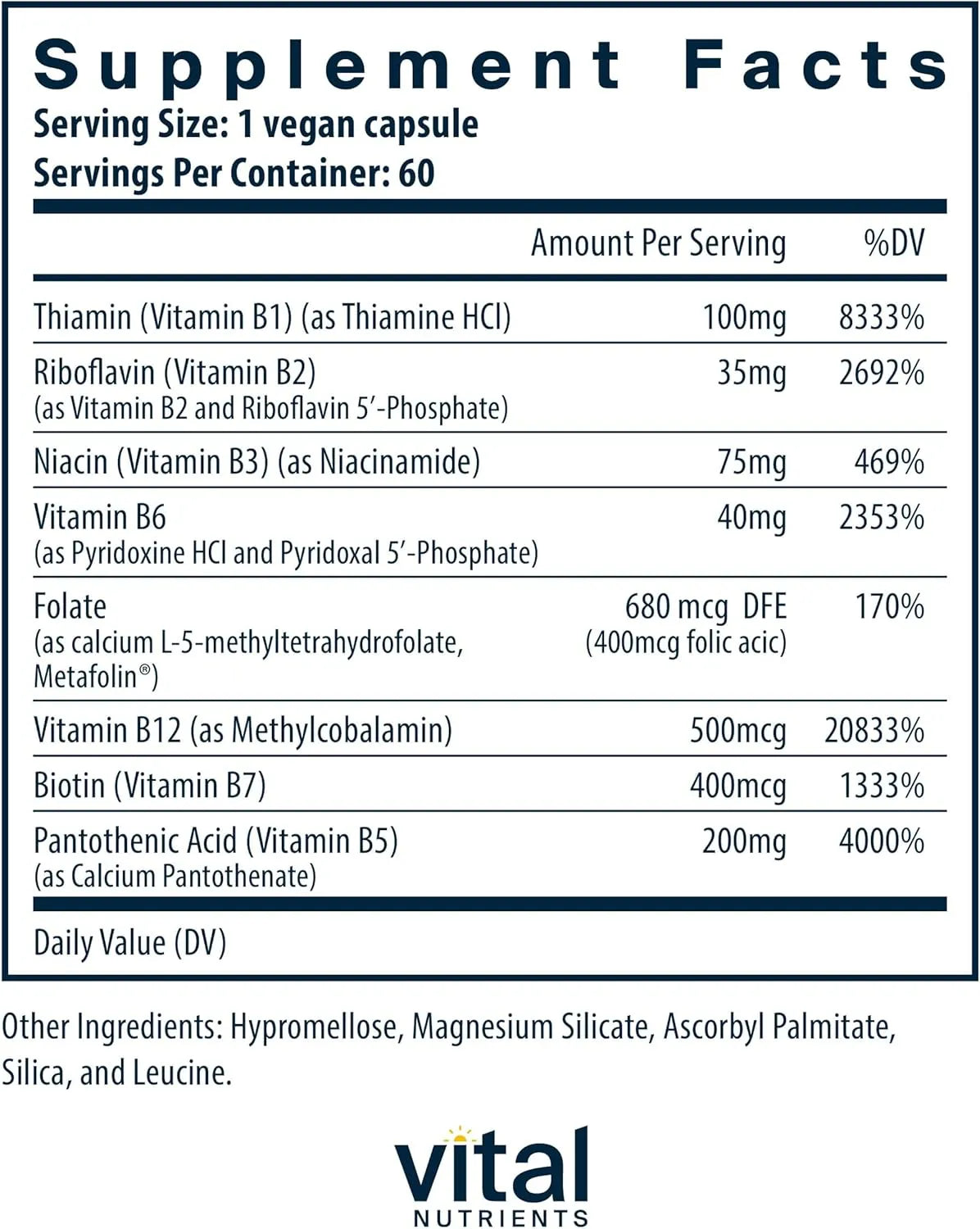 VITAL NUTRIENTS - Vital Nutrients Vitamin B-Complex 60 Capsulas - The Red Vitamin MX - Suplementos Alimenticios - {{ shop.shopifyCountryName }}