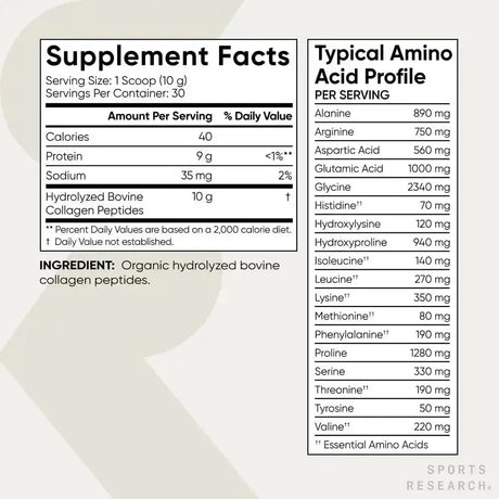 SPORTS RESEARCH - Sports Research­ Organic Collagen Peptides Unflavored 30 Servicios 300Gr. - The Red Vitamin MX - Suplementos Alimenticios - {{ shop.shopifyCountryName }}