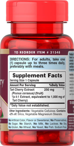 Puritan's Pride Tart Cherry Extract 1000Mg. 60 Capsulas