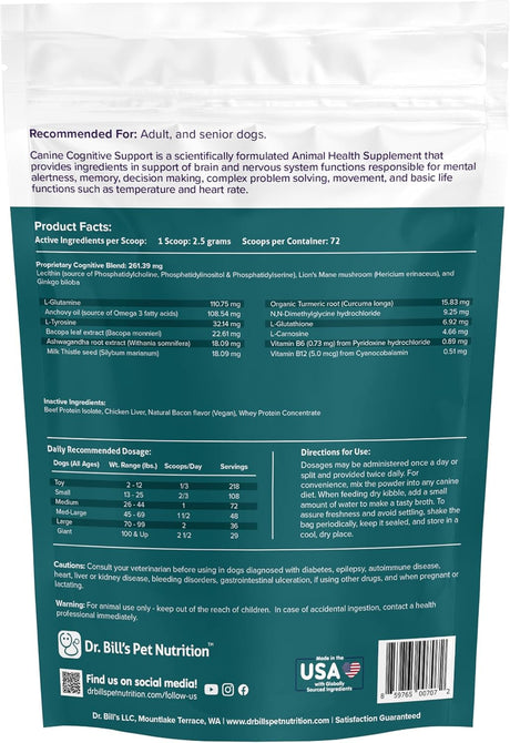 DR. BILL'S - Dr. Bill’s Canine Cognitive Support 180Gr. - The Red Vitamin MX - Suplementos Herbales Para Perros - {{ shop.shopifyCountryName }}
