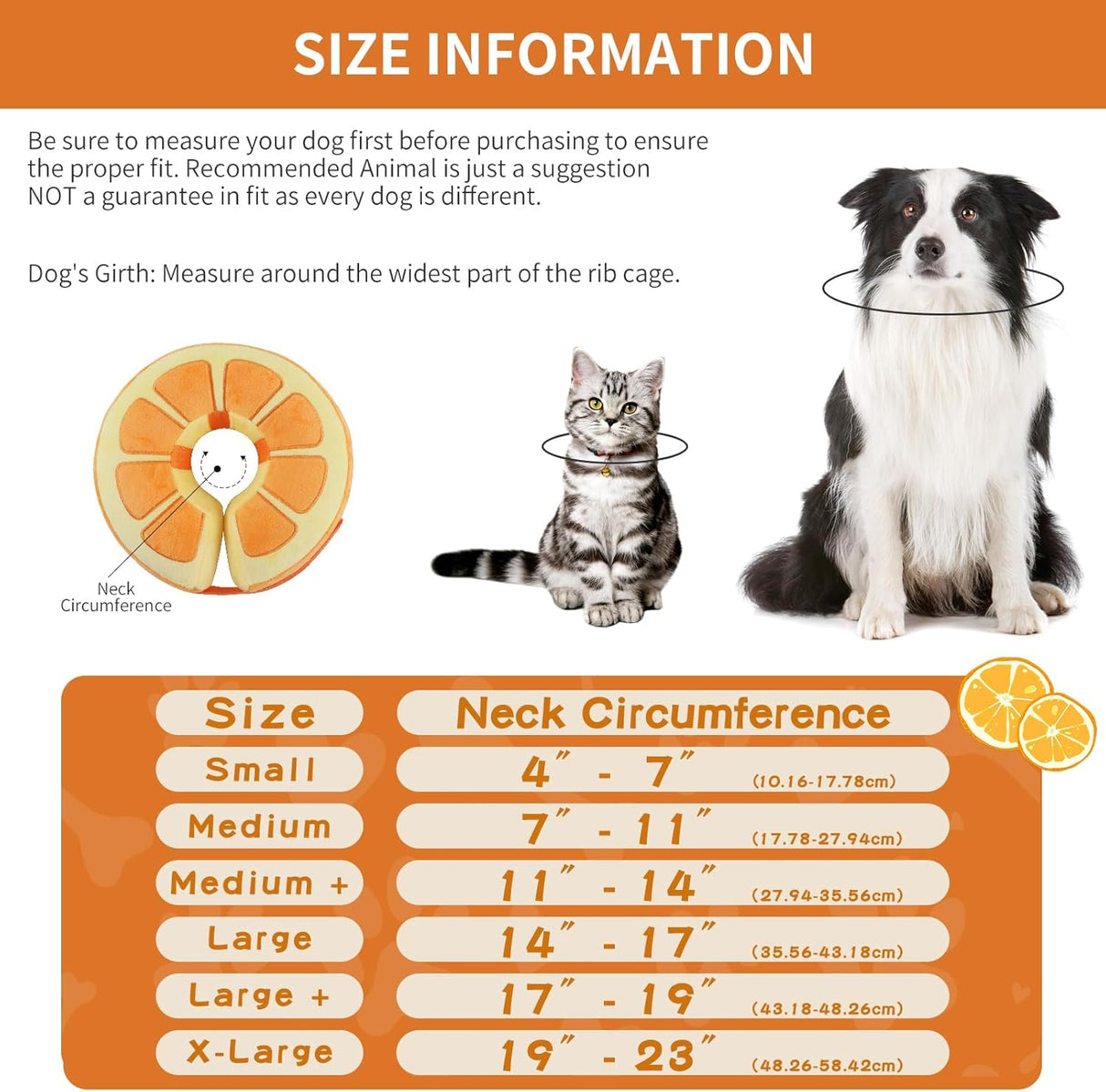 IEUUMLER Inflatable Recovery Dog Collar ORANGE LARGE Neck:14''-17''