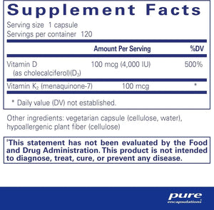 PURE ENCAPSULATIONS - Pure Encapsulations Vitamin D3 & K2 120 Capsulas - The Red Vitamin MX - Suplementos Alimenticios - {{ shop.shopifyCountryName }}