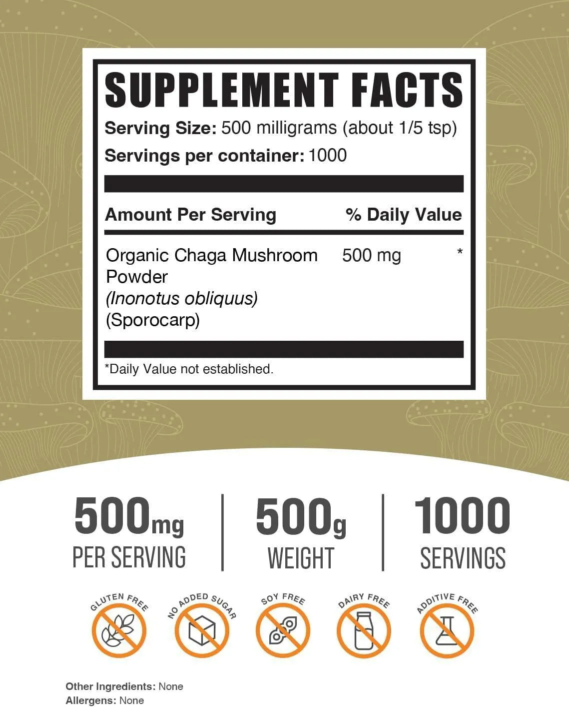 BULK SUPPLEMENTS - Bulk Supplements Organic Chaga Mushroom Powder 500Gr. - The Red Vitamin MX - Suplementos Alimenticios - {{ shop.shopifyCountryName }}