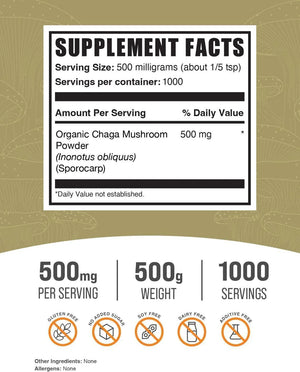 BULK SUPPLEMENTS - Bulk Supplements Organic Chaga Mushroom Powder 500Gr. - The Red Vitamin MX - Suplementos Alimenticios - {{ shop.shopifyCountryName }}