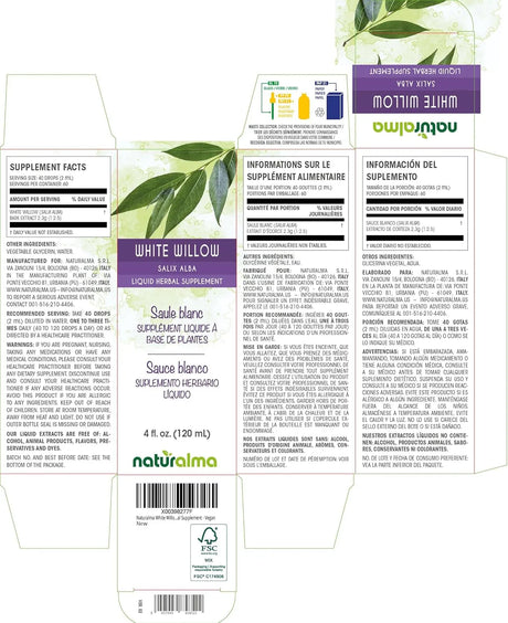 NATURALMA - Naturalma White Willow Bark Alcohol-Free Tincture 4 Fl.Oz. - The Red Vitamin MX - Suplementos Alimenticios - {{ shop.shopifyCountryName }}