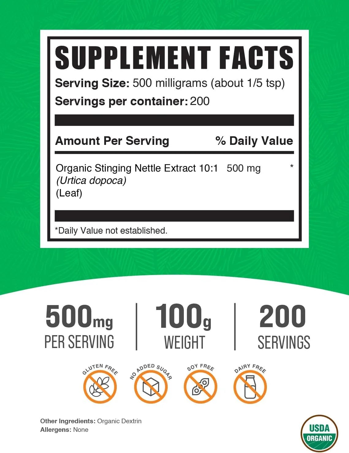 BULK SUPPLEMENTS - Bulk Supplements Organic Stinging Nettle Extract 100Gr. - The Red Vitamin MX - Suplementos Alimenticios - {{ shop.shopifyCountryName }}