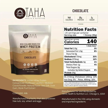 TAHA - Taha New Zealand Grass-Fed Whey Protein Concentrate Powder Chocolate 907Gr. - The Red Vitamin MX - Suplementos Alimenticios - {{ shop.shopifyCountryName }}