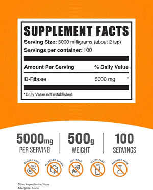 BULK SUPPLEMENTS - Bulk Supplements D-Ribose Powder 500Gr. - The Red Vitamin MX - Suplementos Alimenticios - {{ shop.shopifyCountryName }}