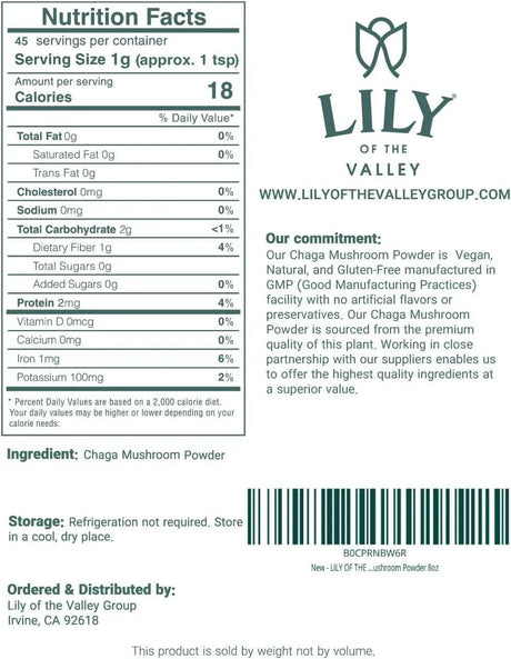 LILY OF THE VALLEY - LILY OF THE VALLEY Chaga Mushroom Powder 113Gr. - The Red Vitamin MX - Suplementos Alimenticios - {{ shop.shopifyCountryName }}