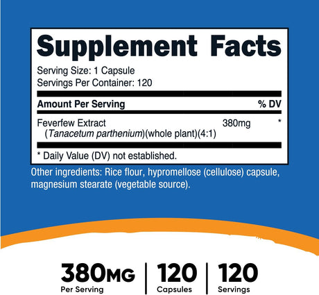 Nutricost Feverfew 380Mg. 120 Capsulas