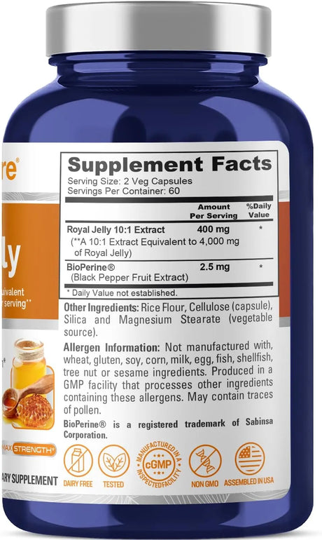 NUSAPURE - NusaPure Royal Jelly 10:1 Extract 120 Capsulas - The Red Vitamin MX - Suplementos Alimenticios - {{ shop.shopifyCountryName }}