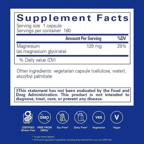 PURE ENCAPSULATIONS - Pure Encapsulations Magnesium Glycinate 180 Capsulas - The Red Vitamin MX - Suplementos Alimenticios - {{ shop.shopifyCountryName }}