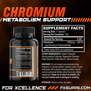 FXSUPPS - FXSUPPS Chromium Polynicotinate 1000mcg 100 Capsulas - The Red Vitamin MX - Suplementos Alimenticios - {{ shop.shopifyCountryName }}