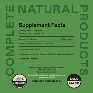 COMPLETE NATURAL PRODUCTS - Complete Natural Products Organic Chanca Piedra 500Mg. 100 Capsulas - The Red Vitamin MX - Suplementos Alimenticios - {{ shop.shopifyCountryName }}