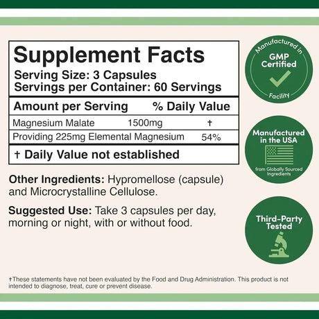 DOUBLE WOOD SUPPLEMENTS - Double Wood Supplements Magnesium Malate 1500Mg. 180 Capsulas - The Red Vitamin MX - Suplementos Alimenticios - {{ shop.shopifyCountryName }}