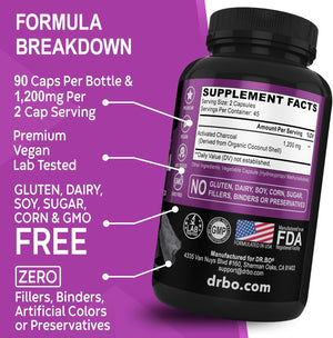 DR. BO Activated Charcoal 1200Mg. 90 Capsulas