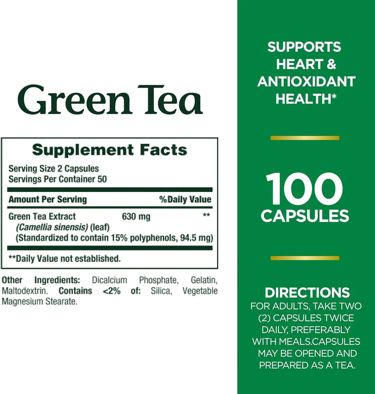 NATURE'S BOUNTY - Nature's Bounty Green Tea 315Mg. 100 Capsulas - The Red Vitamin MX - Suplementos Alimenticios - {{ shop.shopifyCountryName }}