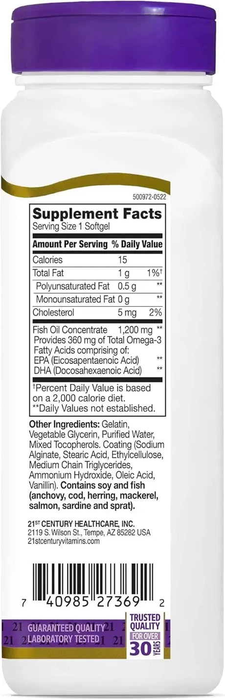 21ST CENTURY - 21st Century Fish Oil 1200Mg. 90 Capsulas Blandas - The Red Vitamin MX - Suplementos Alimenticios - {{ shop.shopifyCountryName }}