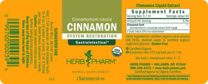 Herb Pharm Certified Organic Cinnamon Liquid Extract 1 Fl.Oz.