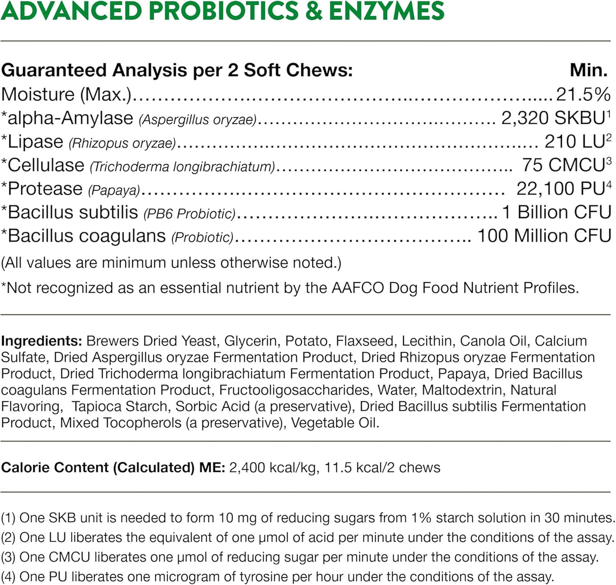 NaturVet Advanced Probiotics and Enzymes 70 Masticables