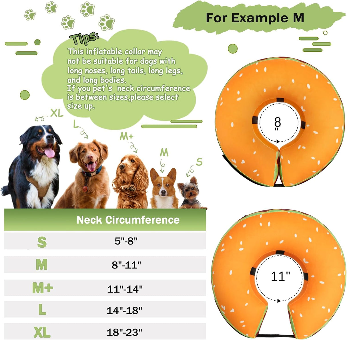 Cneo Recovery Donut Collar HAMBURGER MEDIUM