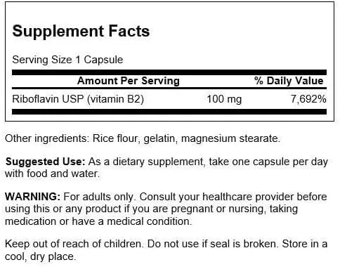 SWANSON - Swanson Vitamin B2 Riboflavin 100Mg. 100 Capsulas - The Red Vitamin MX - Suplementos Alimenticios - {{ shop.shopifyCountryName }}