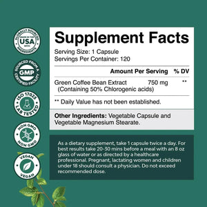 NATURES CRAFT - Natures Craft Green Coffee Bean Extract 120 Capsulas - The Red Vitamin MX - Suplementos Alimenticios - {{ shop.shopifyCountryName }}