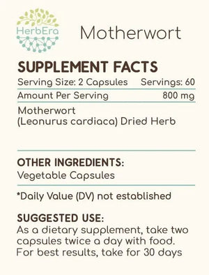 HERBERA - HerbEra Motherwort 400Mg. 120 Capsulas - The Red Vitamin MX - Suplementos Alimenticios - {{ shop.shopifyCountryName }}