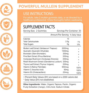 ZETELIXIA - Zetelixia 10 in 1 Mullein Gummies for Clear Lungs 2000Mg. 60 Gomitas - The Red Vitamin MX - Suplementos Alimenticios - {{ shop.shopifyCountryName }}