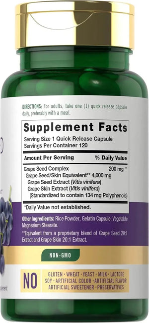 CARLYLE - Carlyle Grape Seed Extract 4,000Mg. 120 Capsulas - The Red Vitamin MX - Suplementos Alimenticios - {{ shop.shopifyCountryName }}