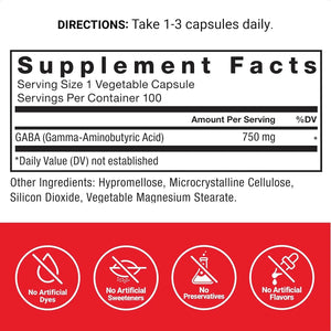 FORCE FACTOR - FORCE FACTOR GABA 750Mg. 100 Capsulas - The Red Vitamin MX - Suplementos Alimenticios - {{ shop.shopifyCountryName }}