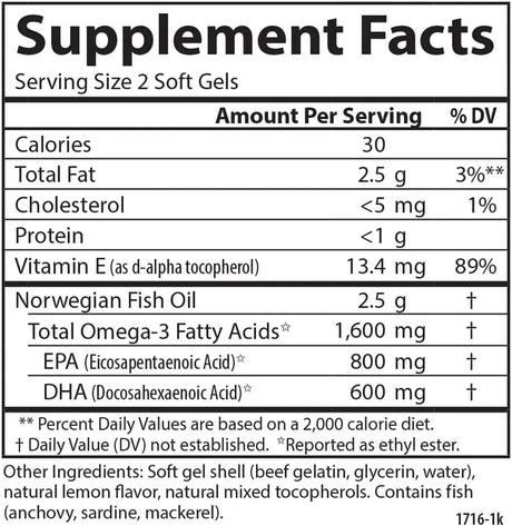 CARLSON - Carlson Elite Omega-3 Gems 1600Mg. 60 Capsulas Blandas - The Red Vitamin MX - Suplementos Alimenticios - {{ shop.shopifyCountryName }}