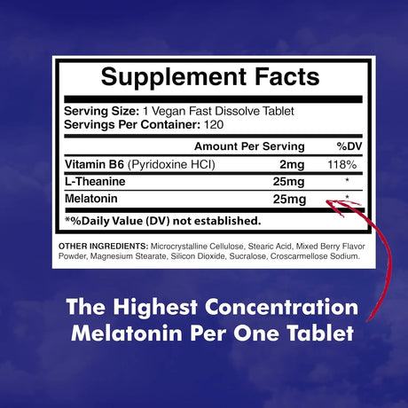 AMERICAN STANDARD SUPPLEMENTS - American Standard Supplements Melatonin 25Mg. 120 Tabletas - The Red Vitamin MX - Suplementos Alimenticios - {{ shop.shopifyCountryName }}