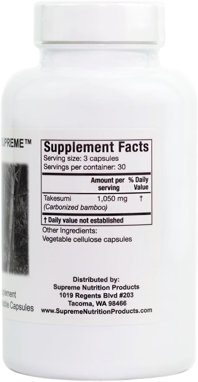 Supreme Nutrition Takesumi Supreme Pure Activated Bamboo Charcoal 90 Capsulas