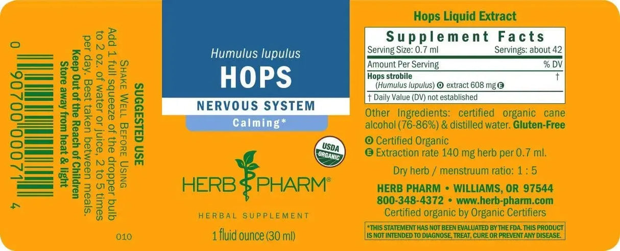 HERB PHARM - Herb Pharm Certified Organic Hops Liquid Extract 1 Fl.Oz. - The Red Vitamin MX - Suplementos Alimenticios - {{ shop.shopifyCountryName }}