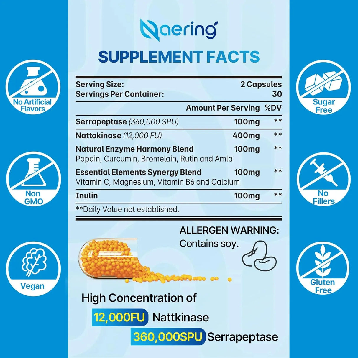 NAERING - Naering Liposomal Nattokinase 12,000 FU Serrapeptase 360,000 SPU 60 Capsulas - The Red Vitamin MX - Suplementos Alimenticios - {{ shop.shopifyCountryName }}